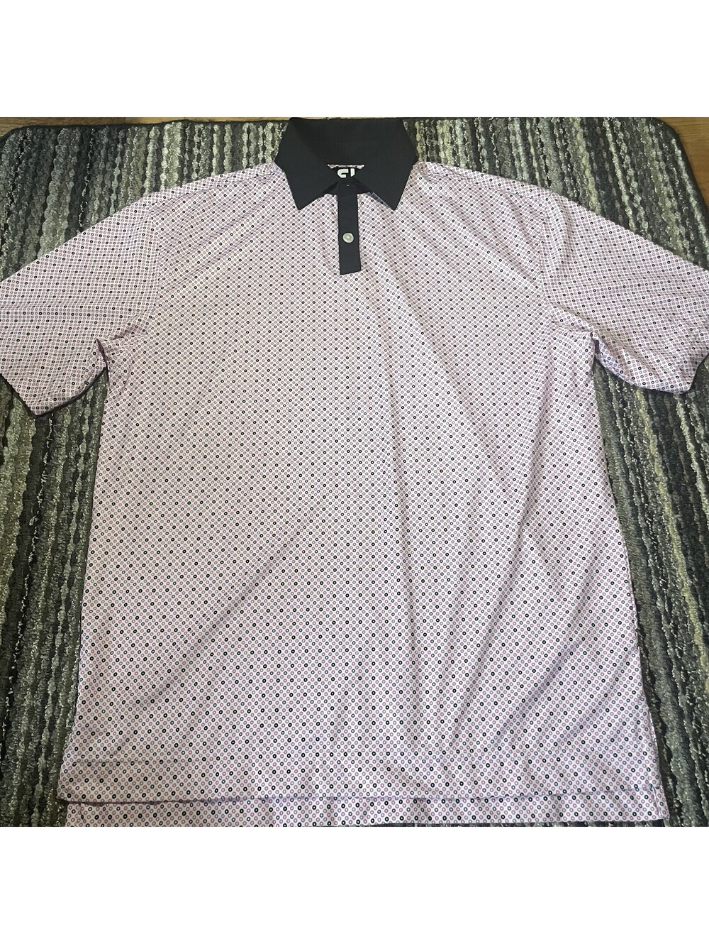 FootJoy Polo Shirt Mens Medium Pink Polka Dot Golf Performance Stretch Top